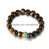 Perlen Neue Lgbt Regenbogen Zeichen Charme 10mm Perlen Armbänder Für Männer Frauen Homosexuell Lesben Stolz Lava Rock Tiger Auge natürliche Stein Ketten DIY Dhnuy