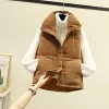 Waistcoats västar kvinnor Autumn Korean Stil Lossa allmatch corduroy casual fickor design mode ulzzang unisex gata slitage beskuren varm