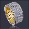 Solitaire Ring 14K Goud Iced Out Ringen Heren Hip Hop Sieraden Bling Cool Zirconia Steen Luxe Deisnger Mannen Hiphop Drop Levering Jewelr Dhkpc