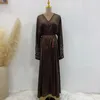 Etnik Giysiler 2024 Düz Renk El Yapımı Orta Doğu Türkiye Abaya İslam Arap Abayat Müslüman Kadın Ramazan Kimono Kadınlar için Dubai