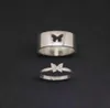 Parringar Butterfly Matchande ringar för kvinnor Män Bröllopsuppsättning Löfte Ring för älskare Matchande Gold Silver Color Rings Q07088511403