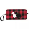 Borse per cosmetici Borsa da toilette personalizzata per cani Scottie Tartan per donne Custodia per kit Dopp per cosmetici Scottish Terrier per donna