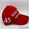 트럼프 활동 파티 모자 면화 자수베이스 볼 캡 45-47th Make America Great Again Sports Hat Drop Delivery DH3SA