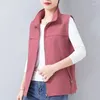 Gilet da donna Gilet Casual 2024 Primavera Autunno Colletto alla coreana Cappotto senza maniche Gilet femminile coreano in puro colore