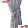 Curtain Side Beading Embroidered Tle For Living Room Light Luxury Pearls Grey Sheer Volie Balcony Zh452Vt 2107125692153 Drop Deliver Dhn9A