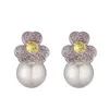 Boucles d'oreilles à clous en Zircon pour femmes, 5 paires, à la mode, fleur, perle, goutte, cadeaux, Bijoux de fête de mariage