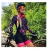 레이싱 세트 Agah 여자 여름 트라이 애슬론 사이클링 스킨복 긴 슬리브 자전거 자전거 점프 슈트 마카 킨호 의류 여성 MTB Cyclisme