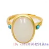 Cluster Rings Jade Designer Women Real Sier Adjustable Ring Stone Vintage Charms Carved Natural Jewelry Charm Jadeite Chinese