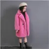 衣料品セット2022冬のファッションガールズフェイクファーコートテディベアロングジャケットとコート厚い暖かいパーカーキッズアウターウェア服dh48f