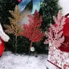 Fleurs décoratives 10pcs Noël Artificielle Glitter Feuilles de pin Branches DIY Guirlande Ornement d'arbre de Noël pour l'année de la maison Navidad Décor