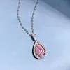 PANSYSEN Cute Solid Silver 925 Jewelry Pink Sapphire High Carbon Diamond Gemstone Pendant Necklace Women Party Fine Gift 240305