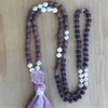 Pendants 8mm Howlite Amethyst Gemstone 108 Beads Mala Tassel Necklace Classic Lucky Chakra Reiki Healing Cuff Elegant Wristband Wrist