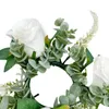 Fleurs décoratives, anneau de bougie, couronne, support de pilier, Rose artificielle de 8.7 pouces
