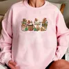 Sweats à capuche pour femmes Pain d'épice Noël Café Sweat Latte Drink Sweat à capuche Femmes Vacances Noël Bonhomme de neige Pull Crewneck Sweatshirts