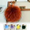 15cm Large Soft Real Raccoon Fur Ball Key Chains Fluffy Pompom Keychain Keyring Car Bag Accessory 210409241T