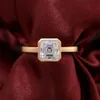 Zuanyang Biżuteria 2023 Trenda def Asscher Cut Moissanite Diamond 10K Solid Gold Matt zaręczynowy Pierścień Pierścień Girl Dift