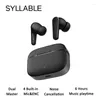 Touch SYLLABLE T8 Auricolari Cancellazione del rumore TWS Dual Master Cuffie per bassi forti Cuffie 6 ore di riproduzione musicale