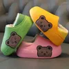 Slipper Winter Cartoon Beer Kid Waterdichte Pluche Slippers Leuke Jongens Meisjes Baby Thuis Anti Slip Slippers Zachte Warme Kinderen Katoenen Schoenen