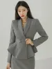 Suits Yrke Set Women Coat Crop Tops Jackor Blazer High midja Bodycon Split Pencil kjolar Korean Business Office Lady kjoldräkter