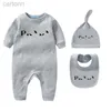 Footies Newborn Infant Baby Romper Clothing Sets With Cap Bib 100% Cotton Romper Onesies Jumpsuits Boy Girl Clothes esskids CXD23010303 240306