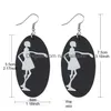 Dangle Kroonluchter Halloween Punk Dubbelzijdig Lederen Dangle Oorbellen Voor Vrouwen Skelet Hyperbolische Drop Earring Party Mode Jewe Dhaf7