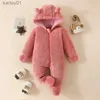 Footies 0-18 mois nouveau-né bébé hiver Fuzzy Footies combinaison ours oreille Snowsuit à capuche barboteuse pour bébé garçons et filles YQ240306