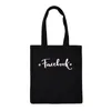 Shopping Bags One-shoulder Shoulder Bag Women Canvas Black And Eco-friendly Large For Girls Fun Foldable Beach Letter