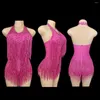 Stage Wear Sparkly Strass Frange Body WomenVightclub Party Dance Costume SexyTassel Leotard Performance Vêtements