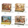 Architecture/DIY House DIY Christmas Casa Wooden Doll Houses Miniature Building Kits with Furniture USB Power Sound Dollhouse for Adults Birthday Gift