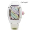 Exciting Watch Nice Watch RM Watch RM07-03 Automatic Mechanical Watch Womens Rm07-03 Cotton Candy Hollow Ceramic Female Style