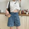 Shorts hög midja denim shorts byxor allmatch aline smal vintage mode koreansk stil streetwear studenter ulzzang fritid ins