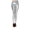 Leggings Sexy évider Leggings Rock trous en métal cuir brillant motif écailles de poisson pantalons serrés femme mode pantacourt 2023 nouveau