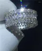 Cluster Rings Unique Finger Ring Silver Color Cubic Zirconia Engagement Wedding Band For Women Men Birthday Gift4546470