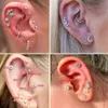 12PCS G23 Steel Cz Moon Labret Lip Ring Crystal Flower Ear Cartilage Tragus Helix Daith Earrings Piercing Body Jewelry 240228