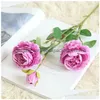 Ghirlande di fiori decorativi Fiori artificiali di rose occidentali 3 teste di peonia Festa di nozze Decorazioni per la casa Materiali di seta Fiore falso 0513 Dro Dh5Rg