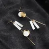 Stud Earrings Fashion Asymmetry Gold Color Tassel Long for Women Geometric Round Shell Earring Minimalist Party Jewelry Gifts