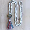 Pendentifs 8mm naturel Howlite 108 perles Mala collier népal pendentif bouddhisme élégant fantaisie chanceux classique fait à la main bénir coloré