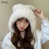 베레트 단색 니트 모자 패션 두꺼운 겨울 따뜻한 비니 귀여운 곰 보닛 캡 여성