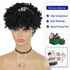 Haarperücken, synthetische Afro-Puff-Perücke, verworrene Locken, mit Pony, Stirnband, kurz, für schwarze Frauen, Turban-Wickel, täglicher Gebrauch 240306