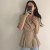 Bluzki damskie koronkowe talia koszulka z nutkiem w szyku w szyku blusas mejr de moda khaki bluzka vintage casual camisas białe koszule dla kobiet top