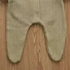 Footies 0-12Months pasgeboren jongen voet romper effen grijs zwart gebreide speelpakje voor baby jongens winter warm Footies jumpsuit nachtkleding YQ240306