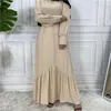 Etniska kläder kvinnor lång klänning islamiska arabiska abaya malaysia turkiska mellanöstern jilbab kaftan eid ramadan dubai muslimska maxi robe knappar