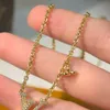 Sparkly Rhinestone Letter Chain Halsband med stämpel Women Letter Pendant Halsband Silverguld