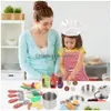 Kitchens Play Food 42 Pcs Pretend Kitchen Toy Children Chef Role Playset Cooking Set Educational Gift For Toddlers Kids Girls Boys Dhbm3