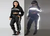 Set da 2 pezzi tuta sportiva da donna set da corsa riflettente abbigliamento sportivo attivo che si illumina al buio in due pezzi4909314