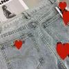 Jeans neri Ch a gamba dritta originali del designer Pantaloni incrociati lavati con etichetta in pelle casual da uomo e da donna di alta strada