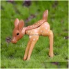 Garden Decorations Artificial Mini Sika Deer Giraffe Fairy Miniatures Gnomes Moss Terrariums Resin Craft Figurines Home Decoration M Dhfdm