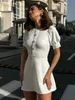 Basic Casual Dresses Clacive Summer Ultra thin White Dress Womens Tight Lapel Short Sleeve Mini Dress Elegant Classic Womens Wear 2024 J240224