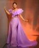 2024 Aso Ebi Lilas Robe De Bal Sirène Cristaux De Plumes Soirée Formelle Deuxième Réception 50e Anniversaire Robes De Fiançailles Robes Robe De Soirée ZJ107