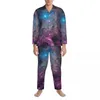 Indumenti da notte da uomo Cloud Galaxy Pigiama Set Autunno Flaming Star Nebula Confortevole notte unisex 2 pezzi Abito da casa personalizzato oversize retrò